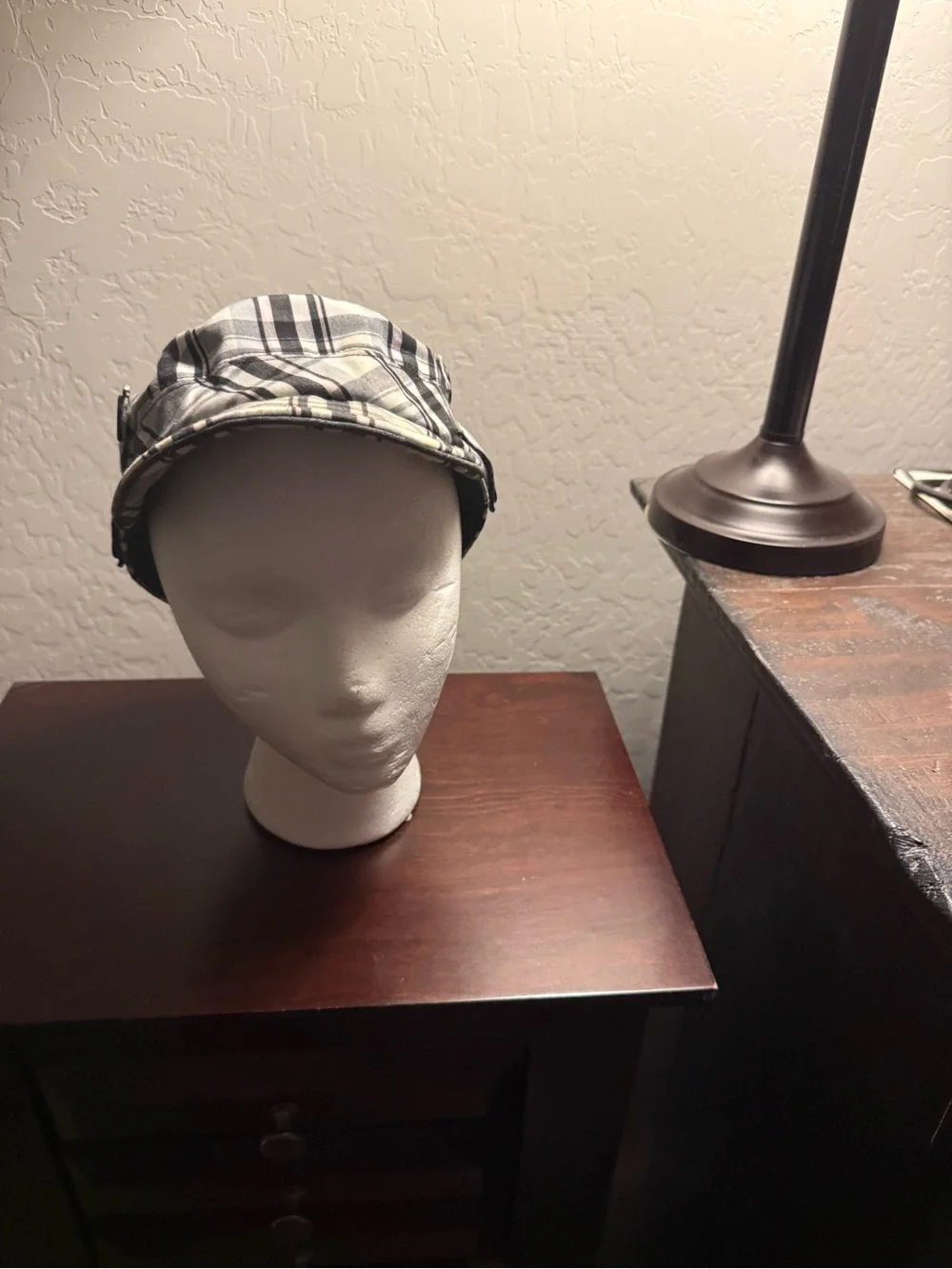Plaid Newsboy Cap - Black & White